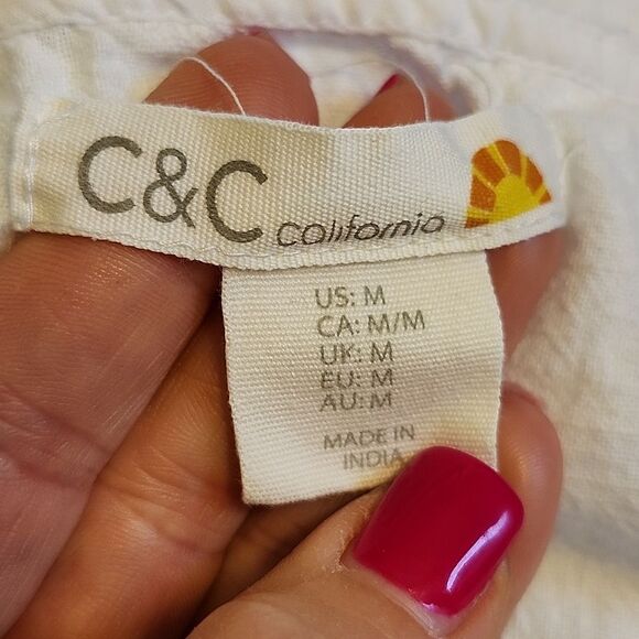 C&C California 100% cotton white eyelet mini dress swim cover up, M - Picture 4 of 8